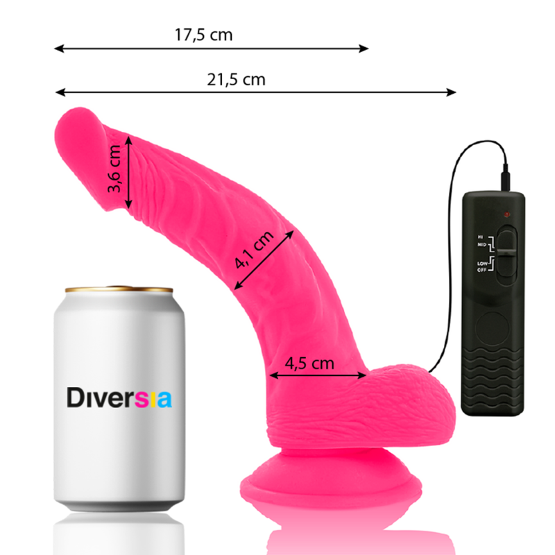 DIVERSIA – FLEXIBLE VIBRATING DILDO PINK 21.5 CM -O- 4.5 CM