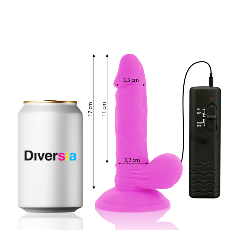DIVERSIA – FLEXIBLE VIBRATING DILDO PURPLE 17 CM -O- 3.3 CM