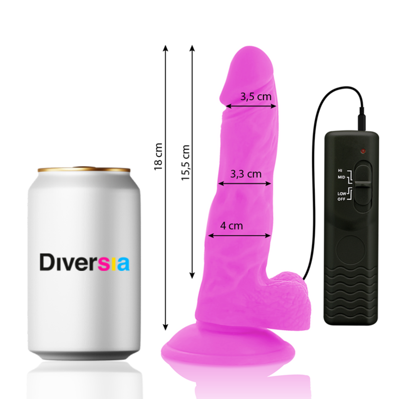 DIVERSIA – FLEXIBLE VIBRATING DILDO PURPLE 18 CM -O- 4 CM