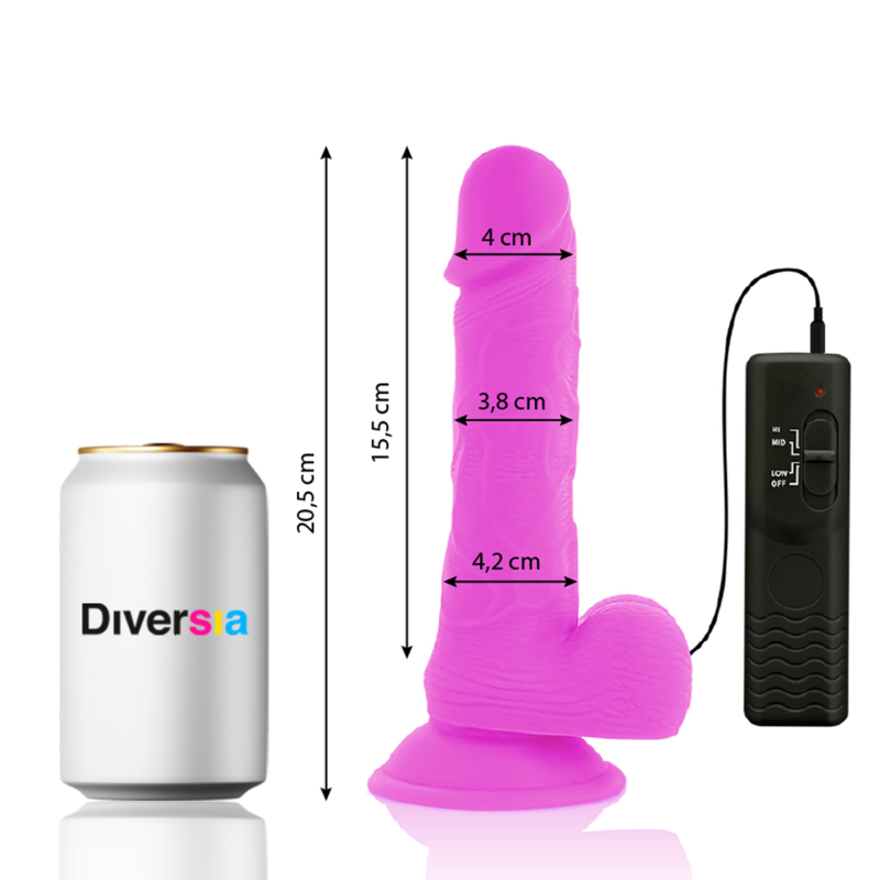 DIVERSIA – FLEXIBLE VIBRATING DILDO PURPLE 20.5 CM -O- 4.2 CM