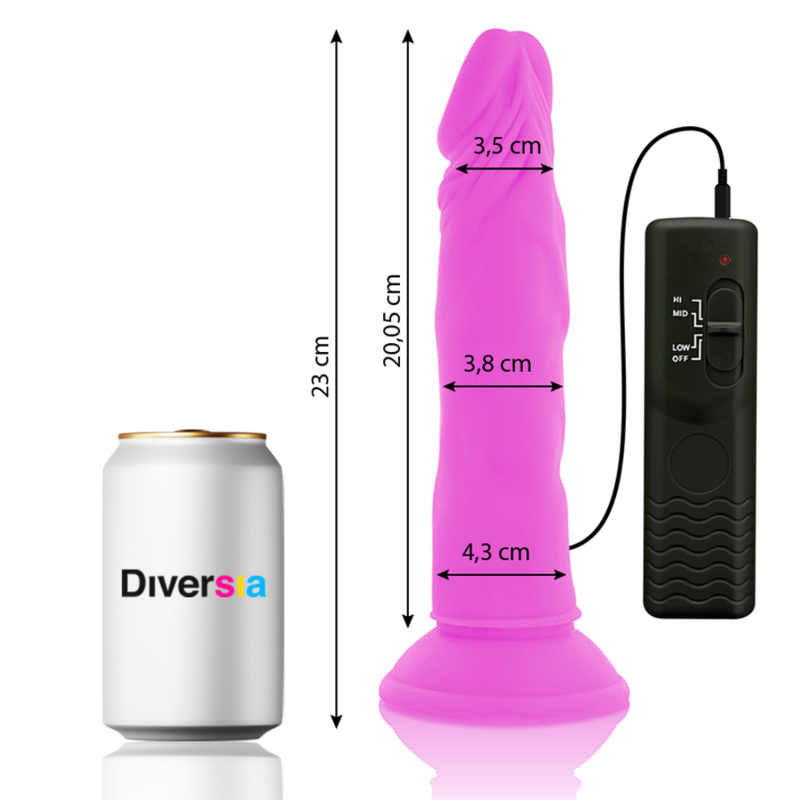 DIVERSIA – FLEXIBLE VIBRATING DILDO PURPLE 23 CM -O- 4.3 CM
