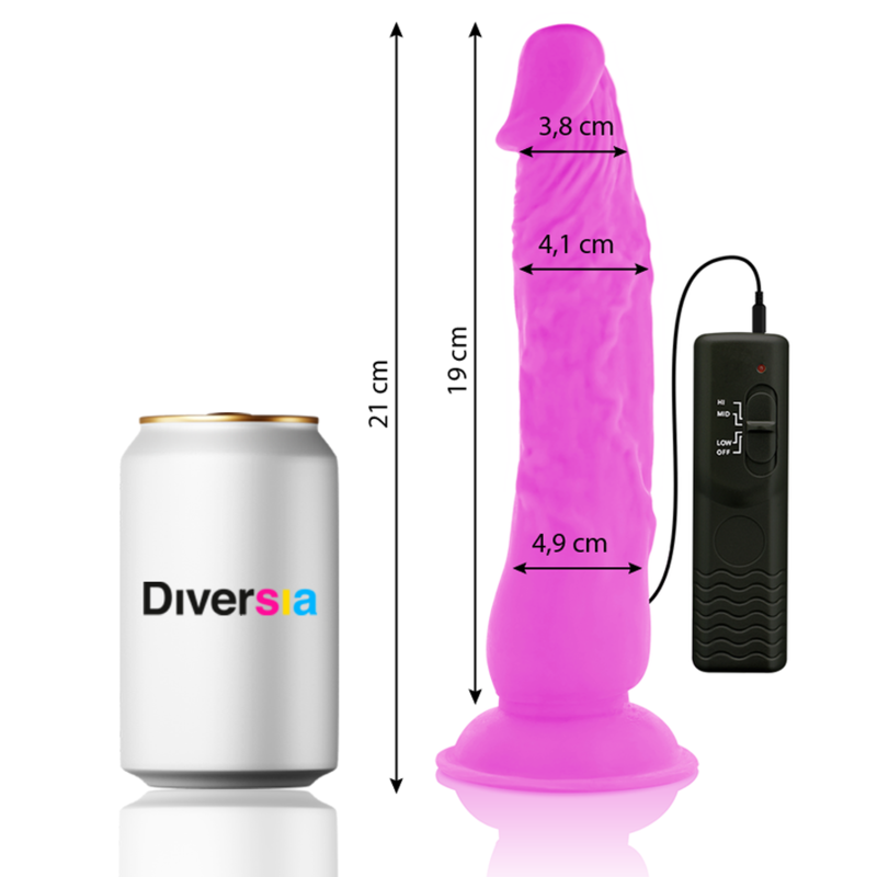 DIVERSIA – FLEXIBLE VIBRATING DILDO PURPLE 21 CM -O- 4.9 CM