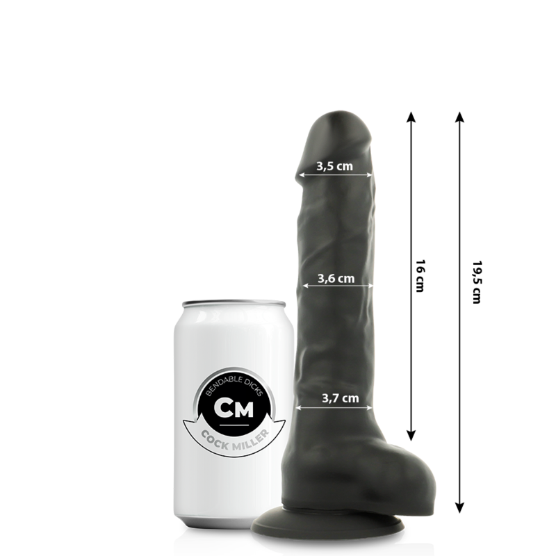 COCK MILLER – DILDO REALISTIC SILICONE DENSITY ARTICULABLE BLACK 19.5 CM