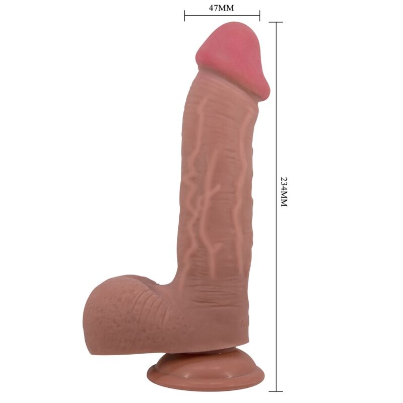 PRETTY LOVE - SLIDING SKIN SERIES REALISTIC DILDO WITH SLIDING SKIN SUCTION CUP BROWN 23.4 CM - Image 4