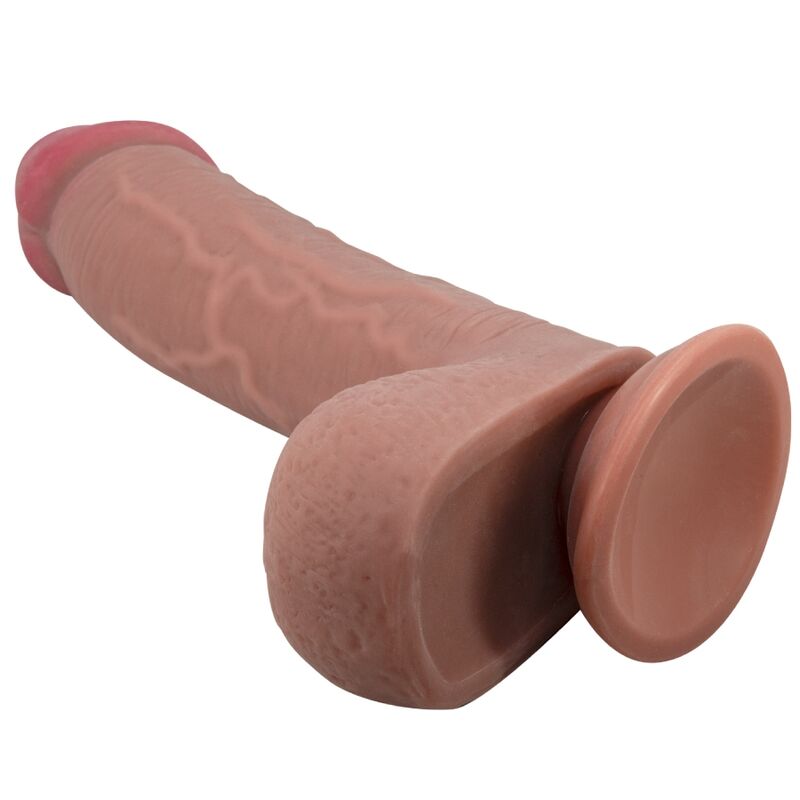 PRETTY LOVE – SLIDING SKIN SERIES REALISTIC DILDO WITH SLIDING SKIN SUCTION CUP BROWN 23.4 CM