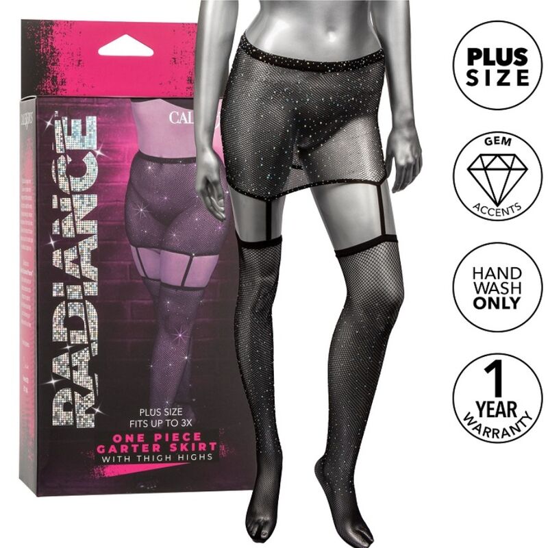 CALEXOTICS – RADIANCE GARTER SKIRT THIGH HIGHS PLUS SIZE