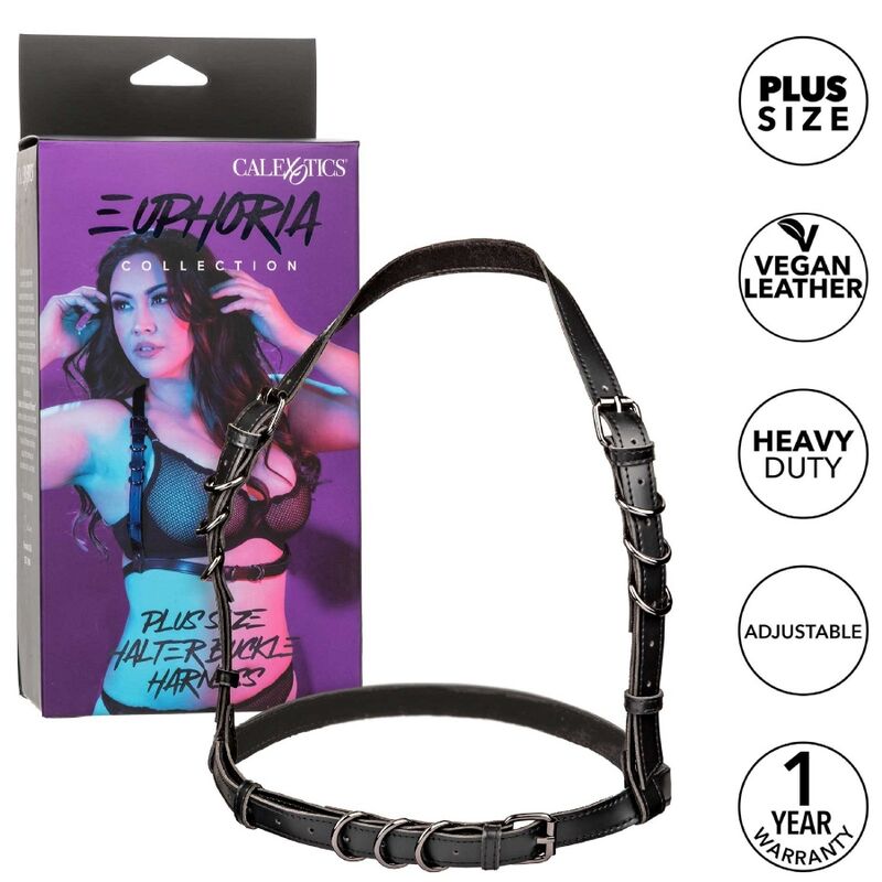 CALEXOTICS – EUPHORIA PLUS SIZE HALTER BUCKLE HARNESS BLACK