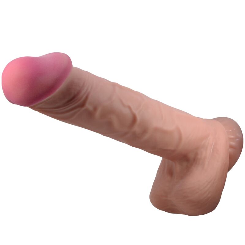 PRETTY LOVE – SLIDING SKIN SERIES REALISTIC DILDO WITH SLIDING SKIN SUCTION CUP BROWN 26 CM