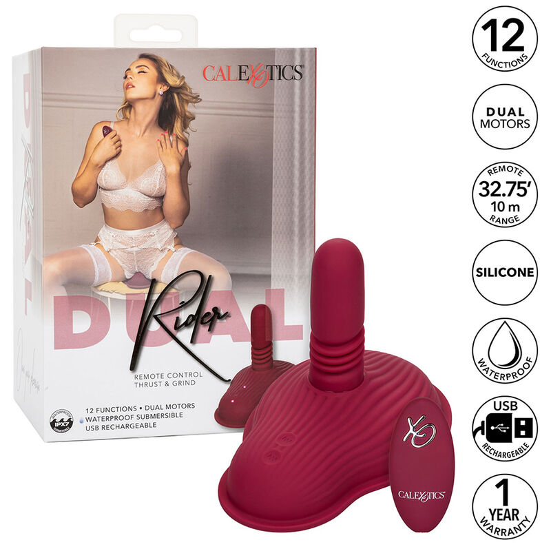 CALEXOTICS – RIDER MASSAGER DOUBLE MOTOR REMOTE CONTROL RED
