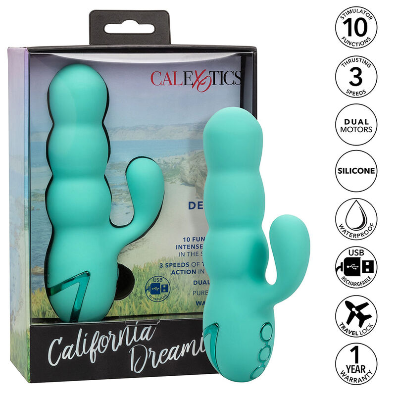 CALEXOTICS – DEL MAR DIVA VIBRATOR RABBIR AQUA GREEN BY CALIFORNIA DREAMING