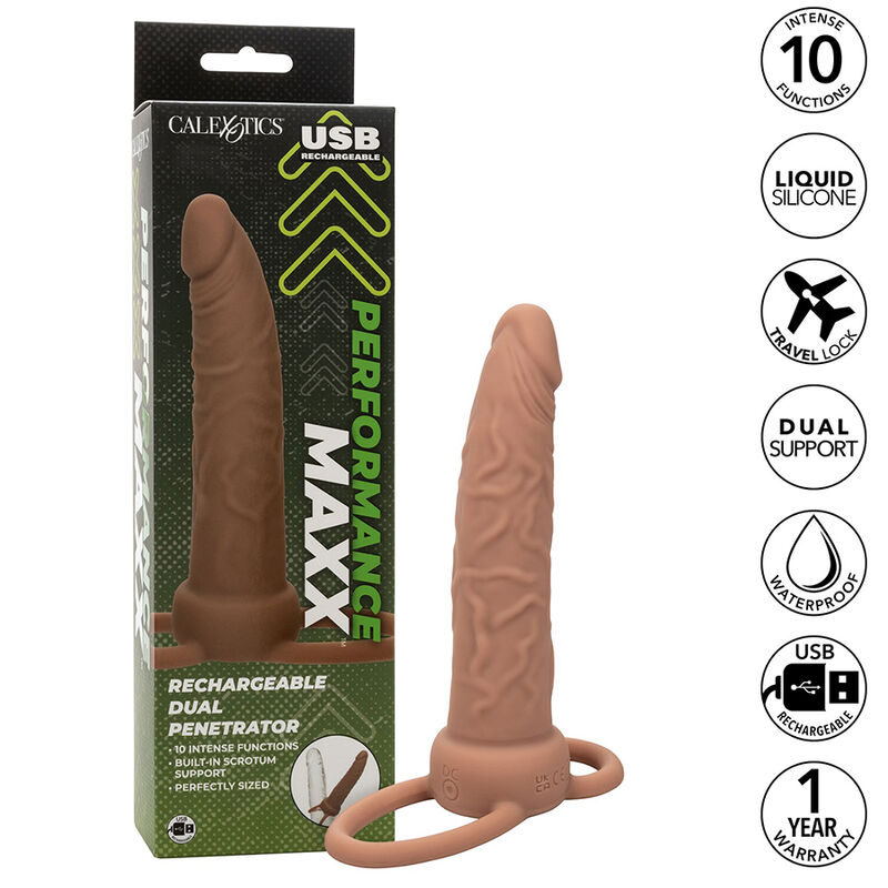 CALEXOTICS – PERFORMANCE MAXX RECHARGABLE DUAL PENETRATOR BROWN SKIN
