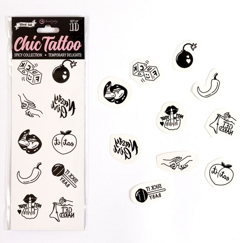 SECRET PLAY – SET OF 10 SPICY COLLECTION TEMPORARY TATTOOS