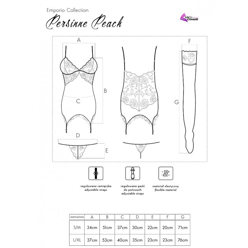 LIVCO CORSETTI FASHION - PERSINNE PEACH SET CORSET + PANTY + MEDIAS - Image 5