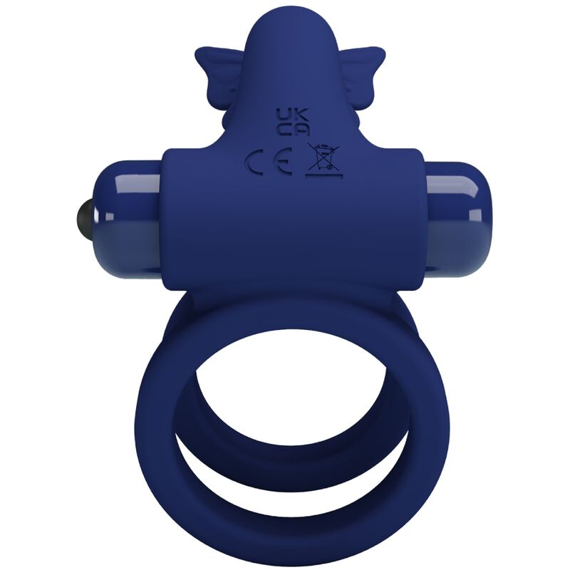 PRETTY LOVE - JAMELE DOUBLE RING WITH VIBRATION BUTTERFLY STIMULATOR BLUE - Image 4