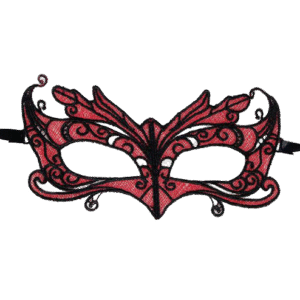QUEEN LINGERIE – LACE MASK WITH RED DETAILS