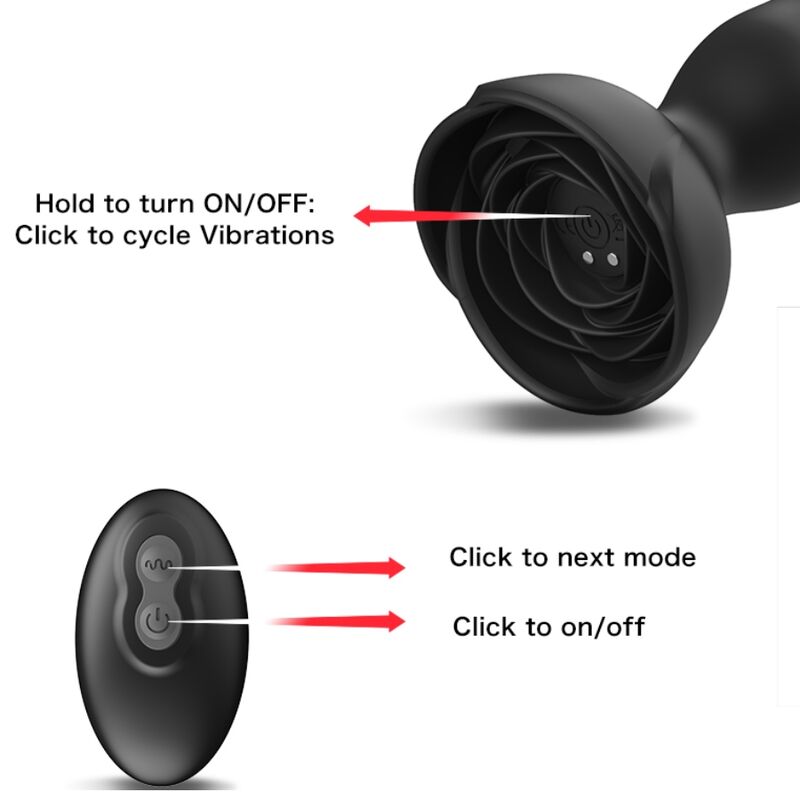 ARMONY – EXTREME A BLOOM ROSE VIBRATOR  ANAL PLUG REMOTE CONTROL BLACK