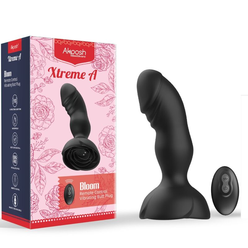 ARMONY – EXTREME A BLOOM ROSE VIBRATOR  ANAL PLUG REMOTE CONTROL BLACK