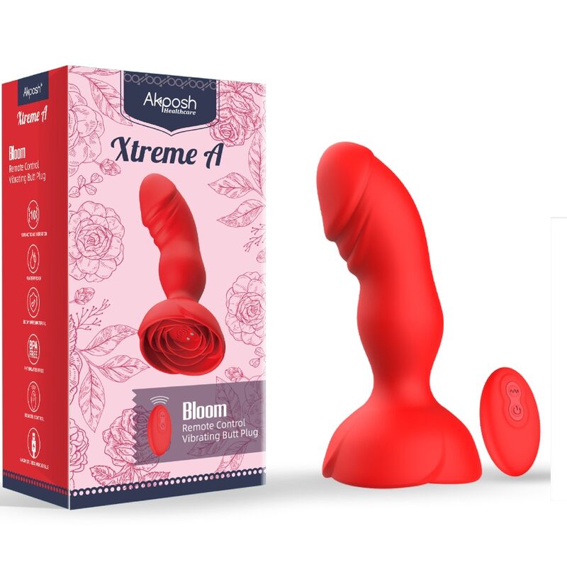 ARMONY – EXTREME A BLOOM ROSE VIBRATOR  ANAL PLUG REMOTE CONTROL RED