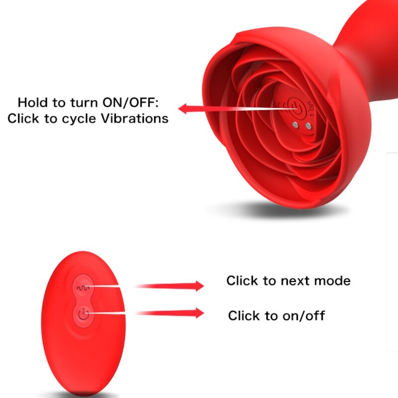 ARMONY – EXTREME A BLOOM ROSE VIBRATOR  ANAL PLUG REMOTE CONTROL RED