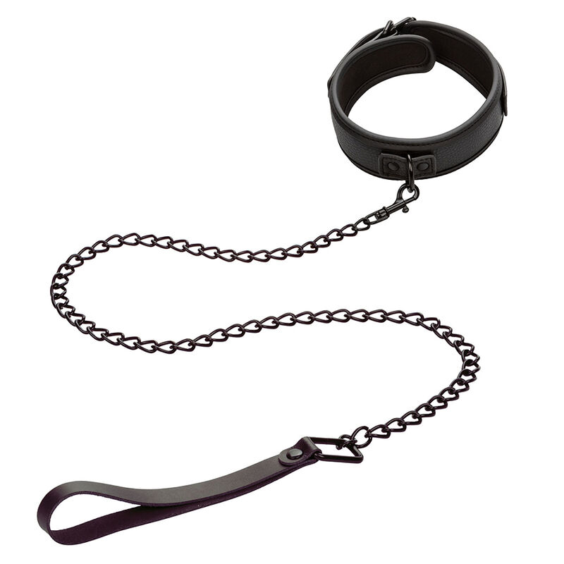 CALEXOTICS – NOCTURNAL COLLAR  LEASH LEATHER ADJUSTABLE BLACK