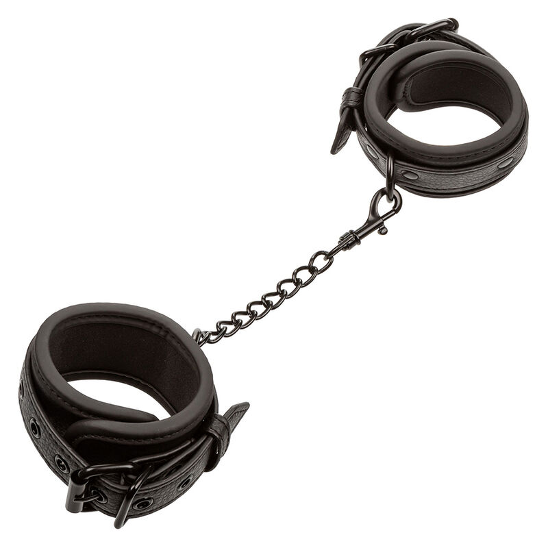 CALEXOTICS – NOCTURNAL LEATHER WRIST CUFFS ADJUSTABLE BLACK