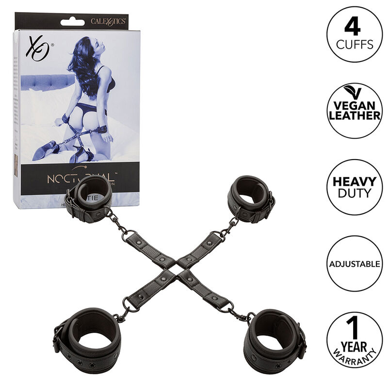 CALEXOTICS – NOCTURNAL HOG TIE CONNECTOR CUERO AJUSTABLE BLACK