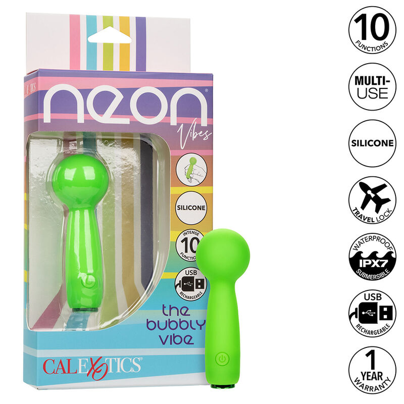 CALEXOTICS – NEON VIBES THE BUBBLY VIBE MINI MASSAGER 10 VIBRATIONS GREEN