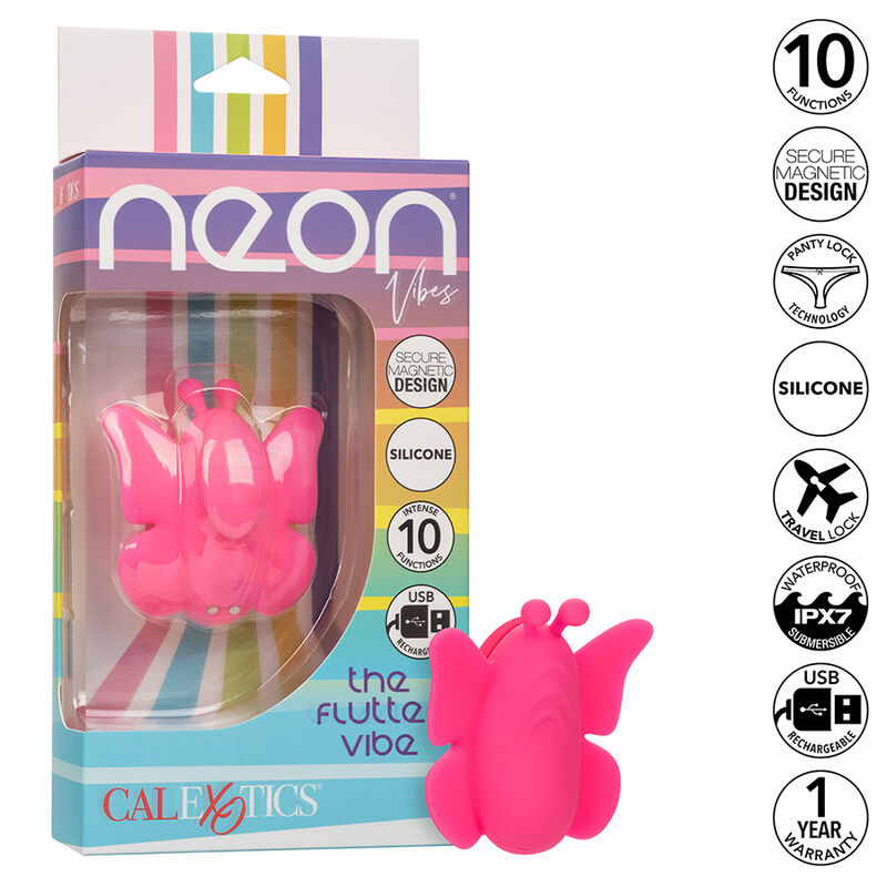 CALEXOTICS – NEON VIBES THE FLUTTER VIBE STIMULATOR 10 VIBRATIONS PINK