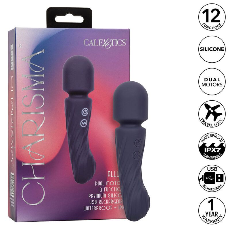 CALEXOTICS – CHARISMA ALLURE MASSAGER DUAL MOTORS 12 FUNCTIONS 17.25 CM X 4.5 CM PURPLE