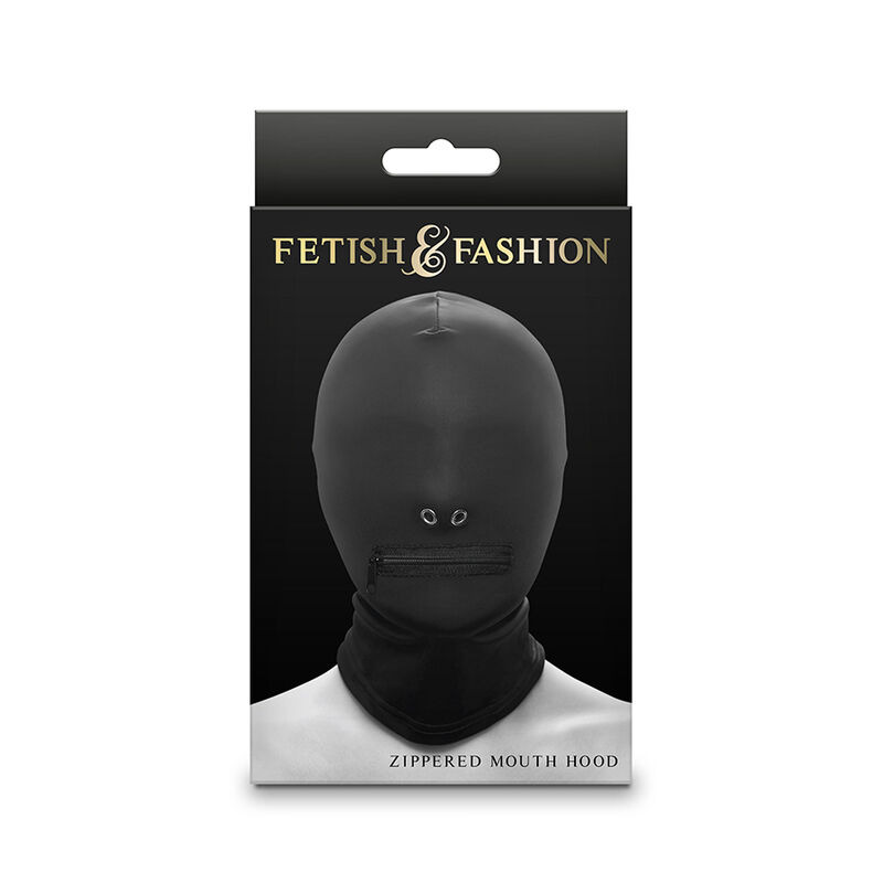 NS NOVELTIES – FETISH  FASHION CLOSED ZIPPERED MOUTH HOOD NYLON BLACK