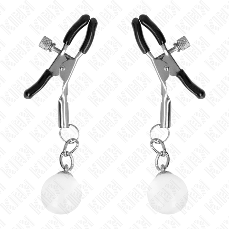 KINK – GLASS BEAD NIPPLE CLAMPS SILVER 6 CM