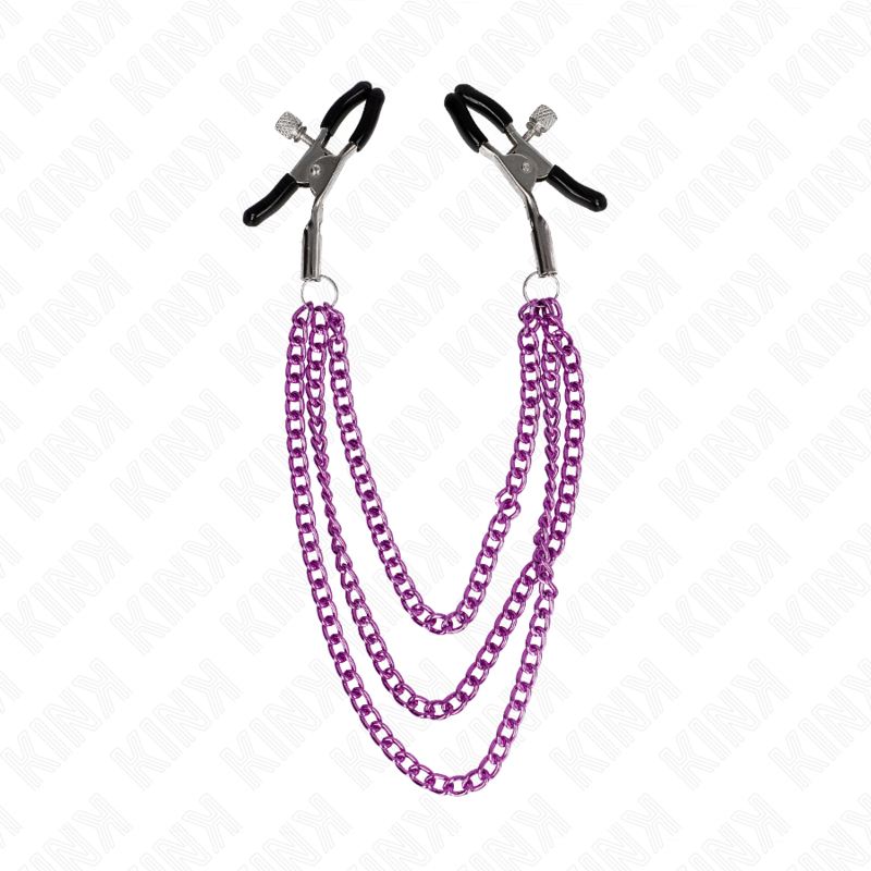 KINK – NIPPLE CLAMPS WITH 3 CHAINS PURPLE 20/23/28 CM