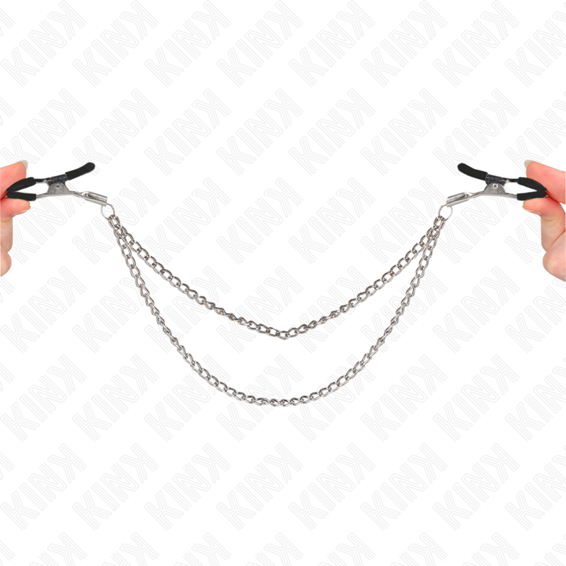 KINK – NIPPLE CLAMPS WITH 2 THICK CHAINS SILVER 20/23 CM