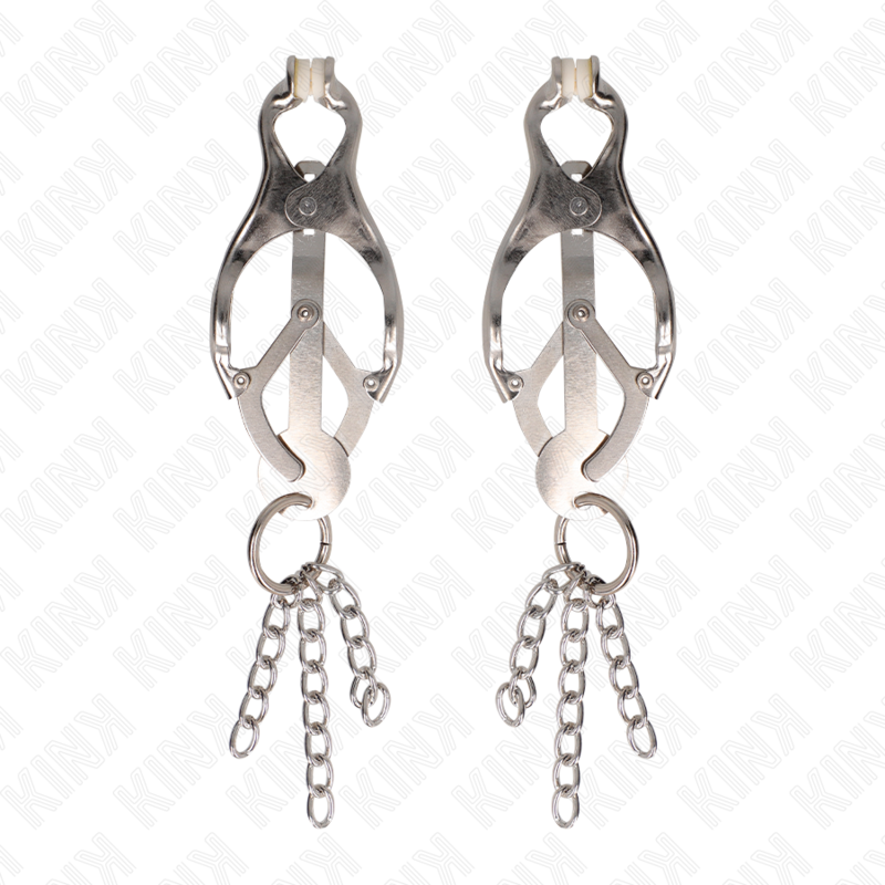 KINK – JAPANESE CLOVER NIPPLE CLAMPS WITH LITTLE CHAINS SILVER