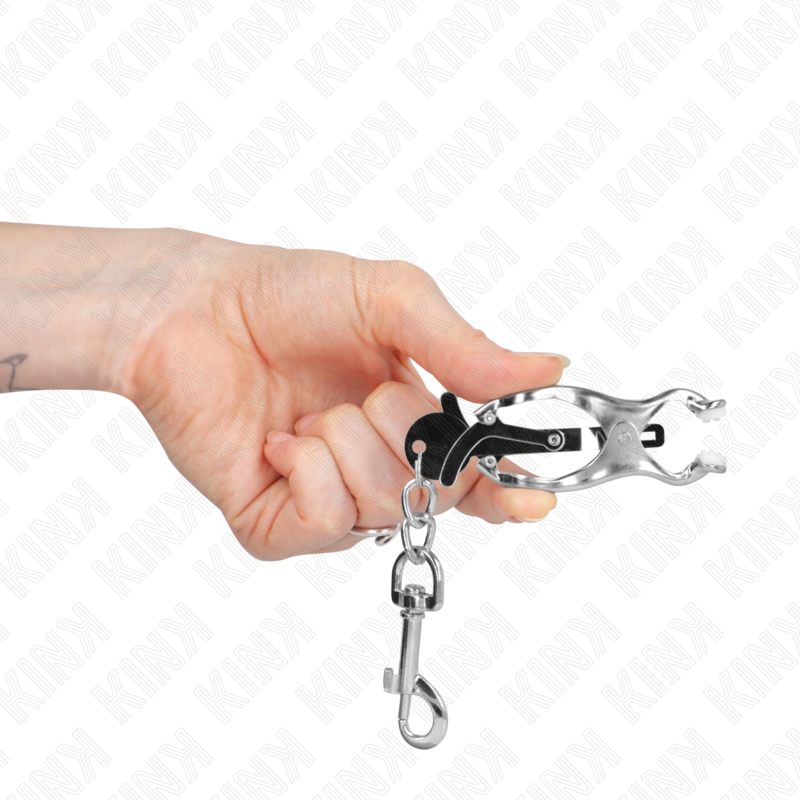 KINK - JAPANESE CLOVER NIPPLE CLAMPS WITH HOOKS SILVER - Image 4