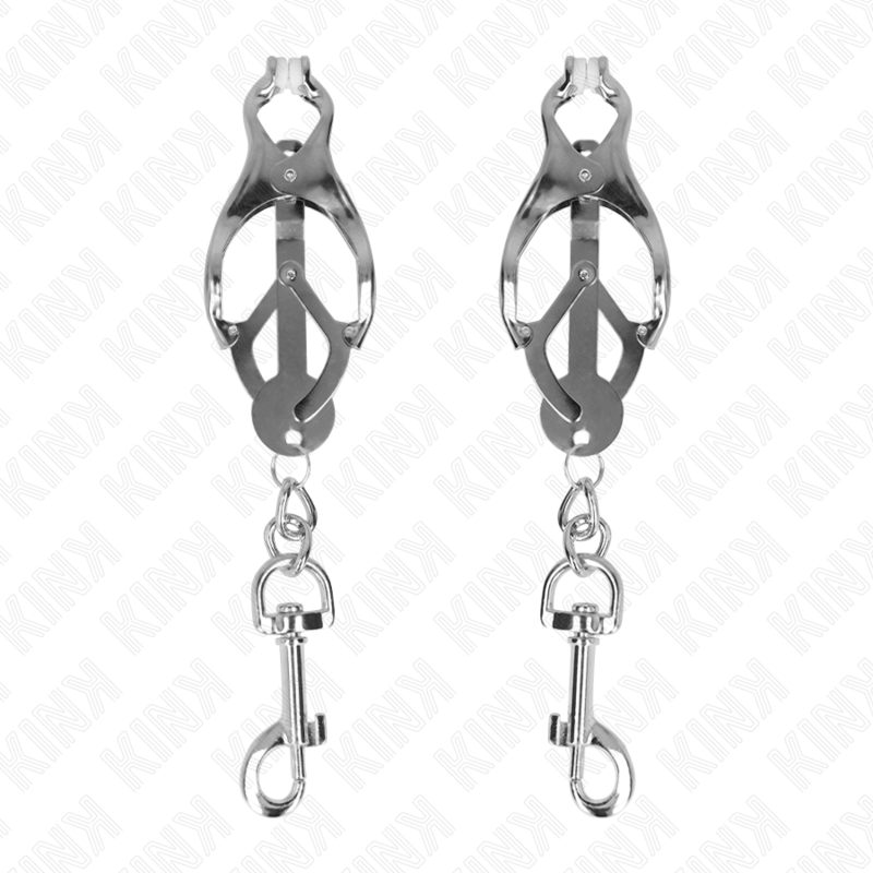 KINK – JAPANESE CLOVER NIPPLE CLAMPS WITH HOOKS SILVER