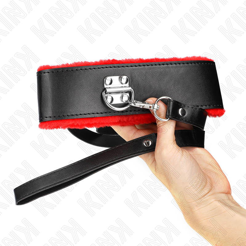 KINK - NECKLACE WITH BELT 116 CM WITH RED LEATHER STRAP ADJUSTABLE 40-48 CM X 6 CM - Image 3
