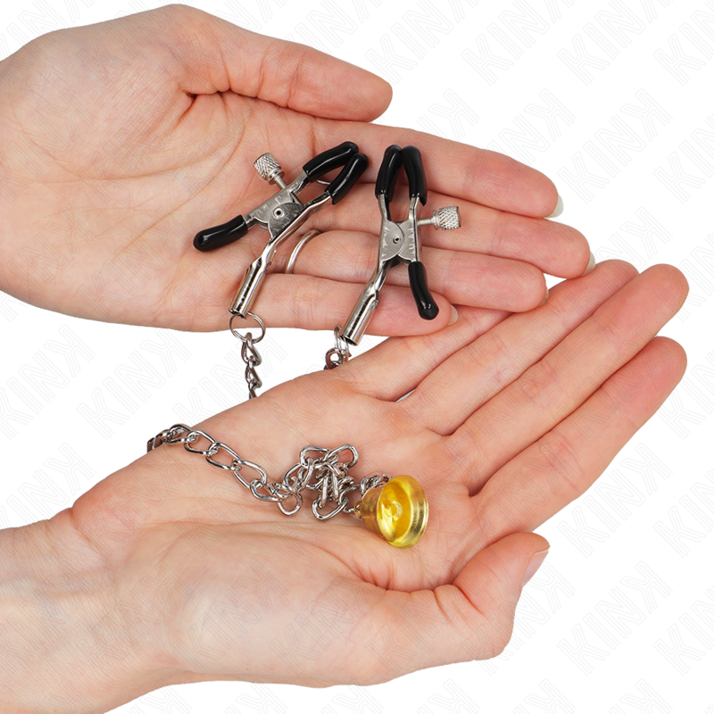 KINK – CHAIN NIPPLE CLAMPS WITH HORN PENDANT 30 CM