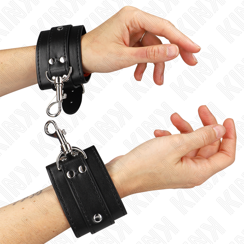 KINK – LOCKABLE DUNGEON WRIST RESTRAINTS BLACK ADJUSTABLE 21-28 CM X 5.5 CM