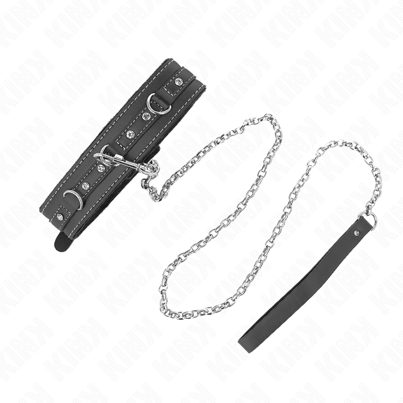 KINK – PVC LEATHER NECKLACE WITH BELT 105 CM RHINESTONE RIVET 41.5 X 4 CM