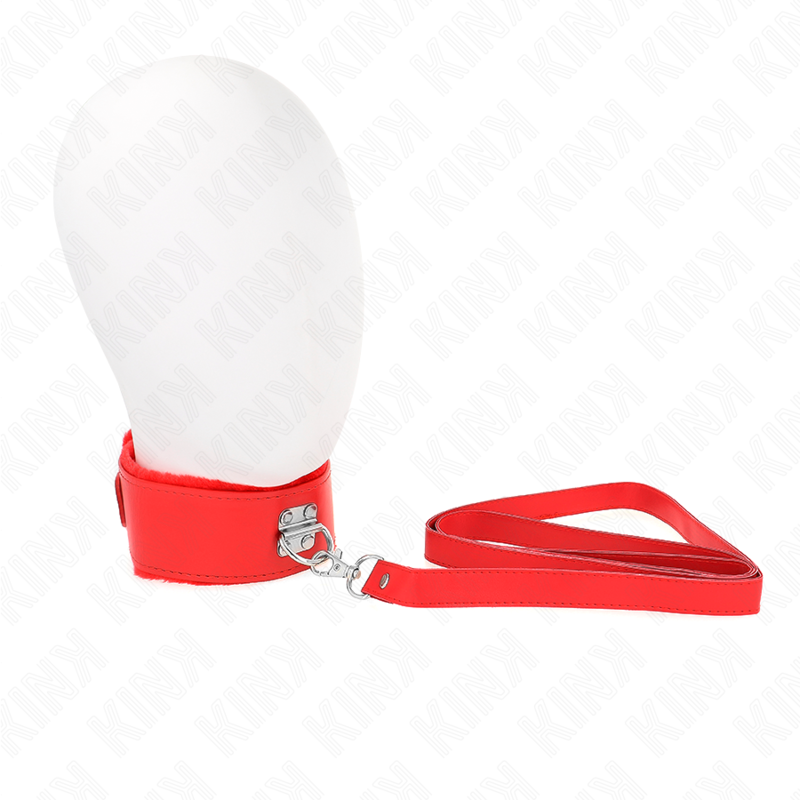 KINK – NECKLACE WITH LEASH 116 CM WITH SILVER STUDS MODEL 4 RED ADJUSTABLE 40-48 CM X 6 CM