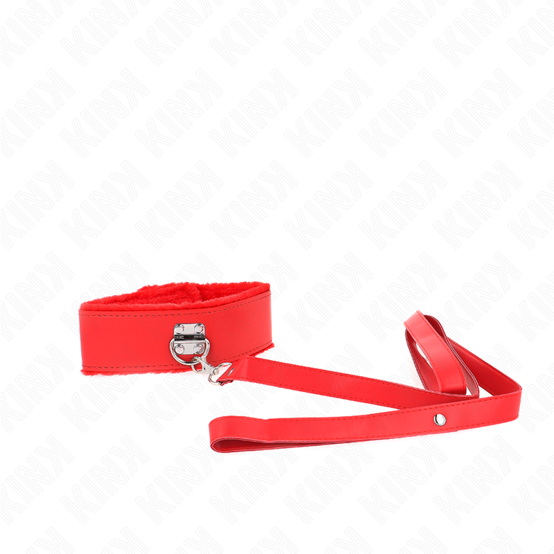 KINK – NECKLACE WITH LEASH 116 CM WITH SILVER STUDS MODEL 4 RED ADJUSTABLE 40-48 CM X 6 CM