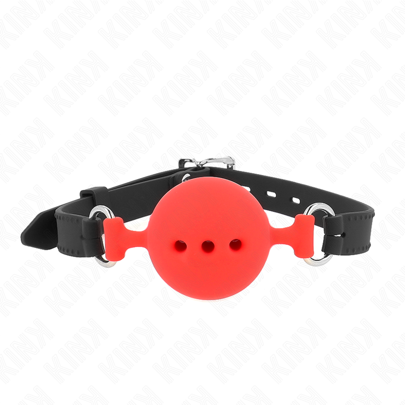 KINK – FULL SILICONE GAG 55 x 2 CM WITH 5 CM BALL SIZE L RED ADJUSTABLE 35-51 CM