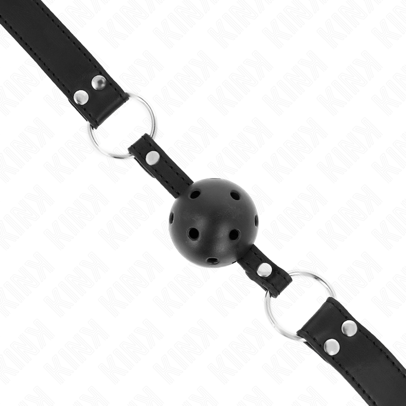 KINK - BREATHABLE BALL 4 CM GAG WITH DOUBLE RIVET MODEL 1 BLACK 62.5 x 2.5 CM ADJUSTABLE 42-58 CM - Image 4