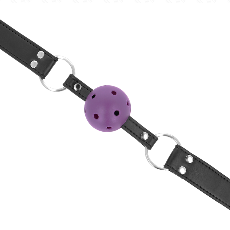 KINK - BREATHABLE BALL 4 CM GAG WITH DOUBLE RIVET PURPLE 62.5 x 2.5 CM ADJUSTABLE 42-58 CM - Image 4