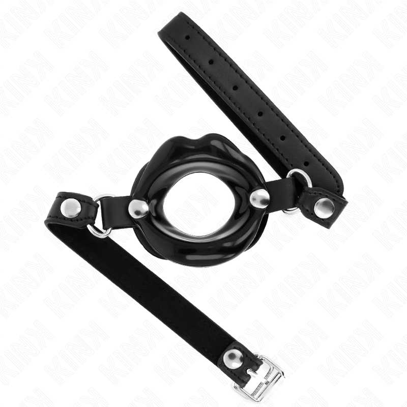 KINK – LIP 8 CM GAG WITH BLACK LEATHERETTE STRAP 63 x 2 CM ADJUSTABLE 39-58 CM