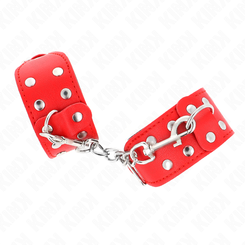KINK – WRISTBANDS WITH DOUBLE LINE OF ADJUSTABLE STUDS RED