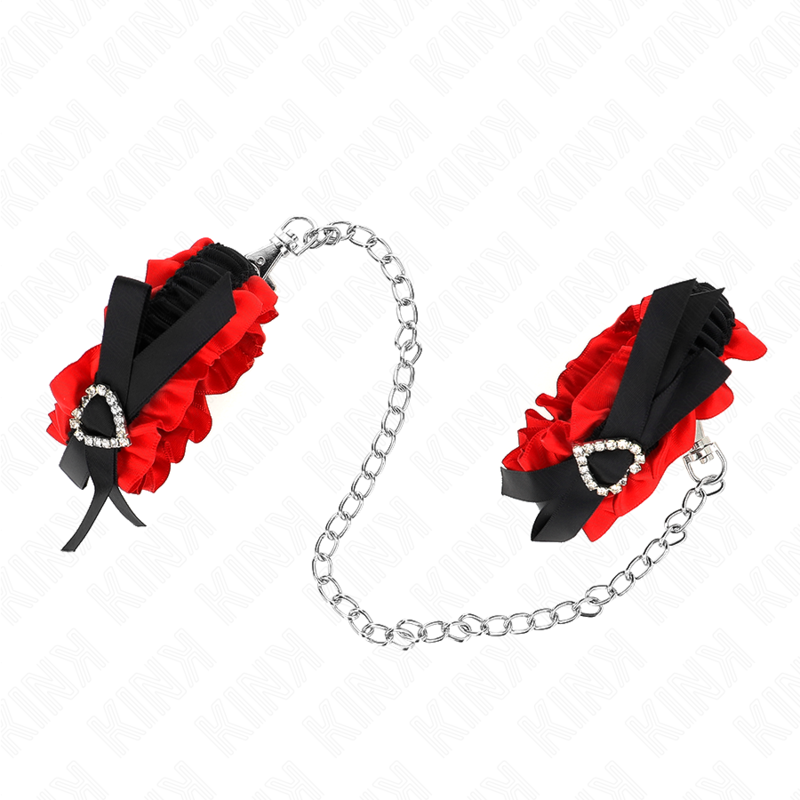 KINK – LACE ELASTIC WRIST RESTRAINTS RED HEART DETAILS ADJUSTABLE 22-35 CM