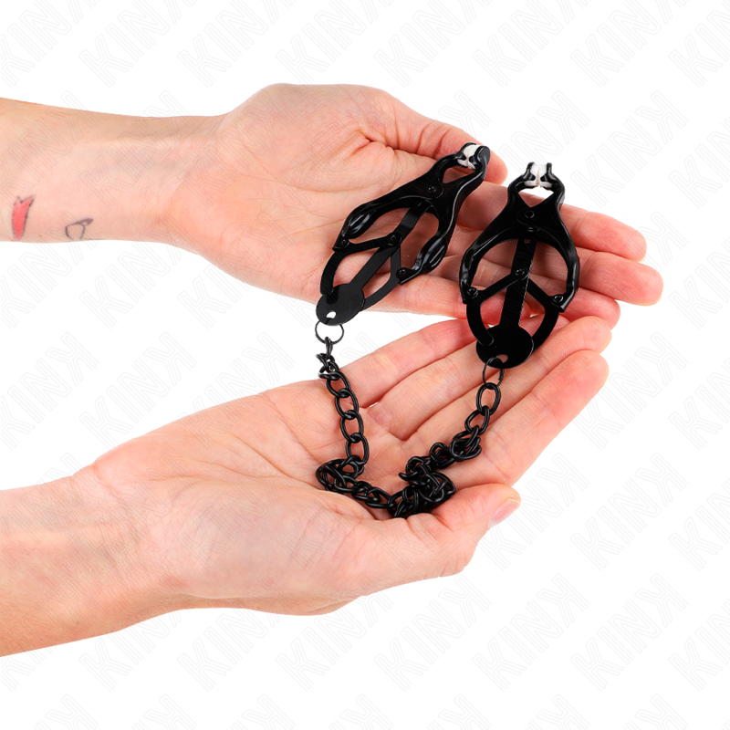 KINK - JAPANESE CLOVER NIPPLE CLAMPS WITH CHAIN BLACK 30 CM - Image 4