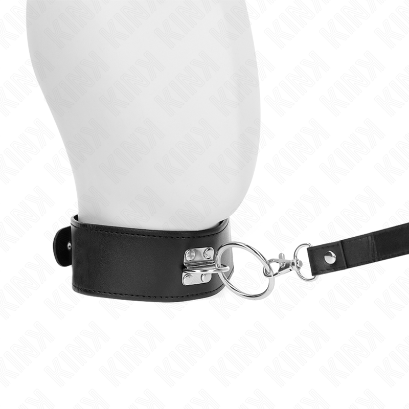 KINK – STUDDED LEASH 116 CM COLLAR WITH LEATHERETTE STRAP 50 X 5 CM
